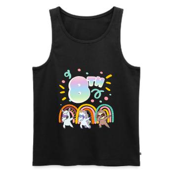 8ème anniversaire Dabbing Llama Licorne Paresseux | 8. - Débardeur bio Premium Homme - noir - Devant - Michal (187cm)