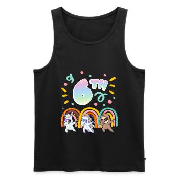 6ème anniversaire Dabbing Llama Licorne Paresseux | 6. - Débardeur bio Premium Homme - noir - Devant - Michal (187cm)