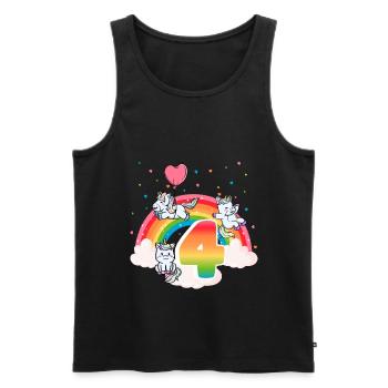 4ème anniversaire Dabbing Llama Licorne Paresseux | quatrième - Débardeur bio Premium Homme - noir - Devant - Michal (187cm)