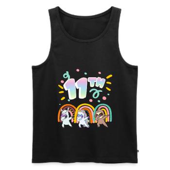 11. Geburtstag Dabbing Llama Einhorn Faultier | - Männer Premium Bio Tank Top - Schwarz - Vorne - AI Model Male 178 light (178cm)