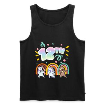 12. Geburtstag Dabbing Llama Einhorn Faultier | - Männer Premium Bio Tank Top - Schwarz - Vorne - AI Model Male 178 light (178cm)