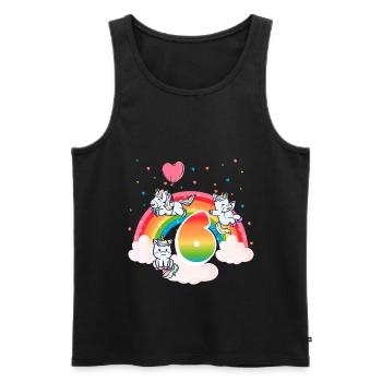 6ème anniversaire Dabbing Llama Licorne Paresseux | sixième - Débardeur bio Premium Homme - noir - Devant - Michal (187cm)