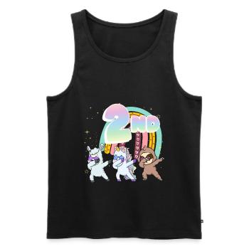 2nd Birthday Dabbing Llama Unicorn Sloth | 2nd - Men's Premium Organic Tank Top - black - Front - Michal (187cm)