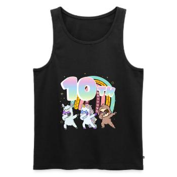 10. Geburtstag Dabbing Llama Einhorn Faultier | - Männer Premium Bio Tank Top - Schwarz - Vorne - AI Model Male 178 light (178cm)