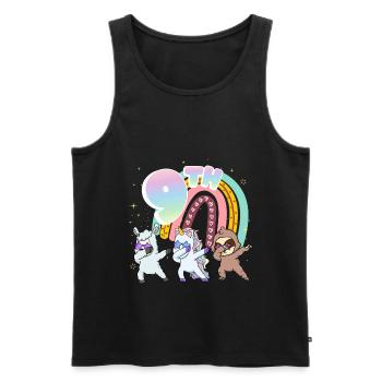 9th Birthday Dabbing Llama Unicorn Sloth | 9. - Men's Premium Organic Tank Top - black - Front - AI Model Male 178 light (178cm)
