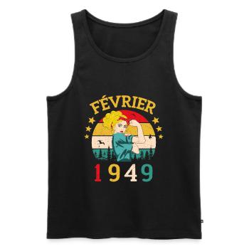 Février 1949 anniversaire idée cadeau vintage 1949 - Débardeur bio Premium Homme - noir - Devant - Michal (187cm)