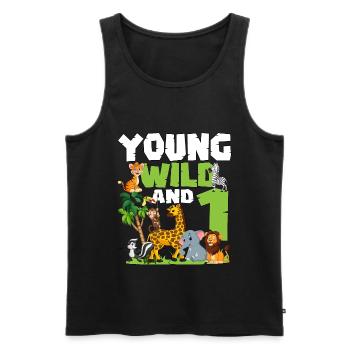 Junge Wilde Und 1 | Safari-tier-themen-geburtstag - Männer Premium Bio Tank Top - Schwarz - Vorne - AI Model Male 178 light (178cm)