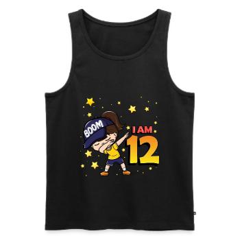 Boom I'm 12 | Birthday Girl | 12th Birthday Party - Männer Premium Bio Tank Top - Schwarz - Vorne - Michal (187cm)