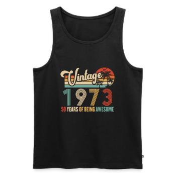 Vintage Year 1973 Anniversary 50 Years Gift Idea - Men's Premium Organic Tank Top - black - Front - Michal (187cm)