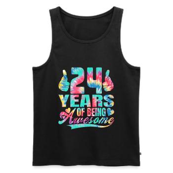 24th birthday or anniversary 24 years of being - Men's Premium Organic Tank Top - black - Front - Michal (187cm)