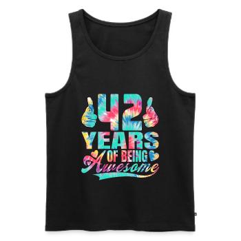 42nd birthday or anniversary 42 years of being - Men's Premium Organic Tank Top - black - Front - Michal (187cm)