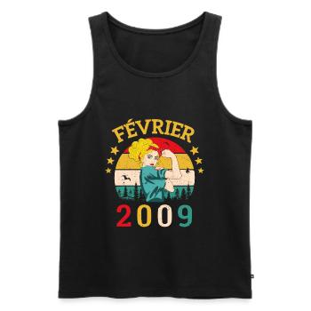 Février 2009 anniversaire idée cadeau vintage 2009 - Débardeur bio Premium Homme - noir - Devant - Michal (187cm)