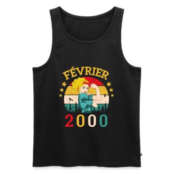 Février 2000 anniversaire idée cadeau vintage 2000 - Débardeur bio Premium Homme - noir - Devant - Michal (187cm)