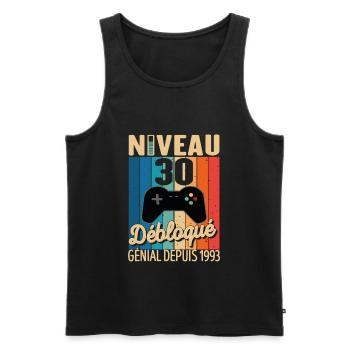 30 Ans 1993 Anniversaire Cadeau Citation Gamer - Débardeur bio Premium Homme - noir - Devant - Michal (187cm)