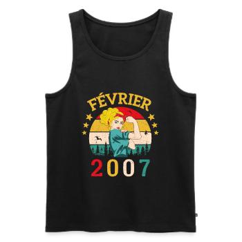 Février 2007 anniversaire idée cadeau vintage 2007 - Débardeur bio Premium Homme - noir - Devant - Michal (187cm)