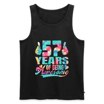 57th birthday or anniversary 57 years of being - Men's Premium Organic Tank Top - black - Front - AI Model Male 178 light (178cm)