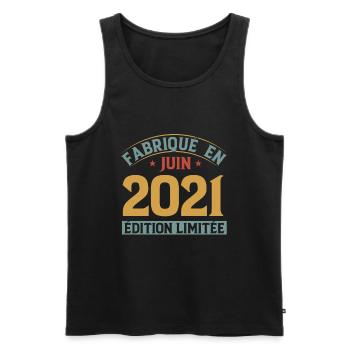 Fabriqué En Juin 2021 Anniversaire Cadeau Vintage - Débardeur bio Premium Homme - noir - Devant - Michal (187cm)