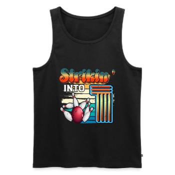 Strikin' Into 1 Bowling Bowler 1. Geburtstag - Männer Premium Bio Tank Top - Schwarz - Vorne - AI Model Male 178 light (178cm)