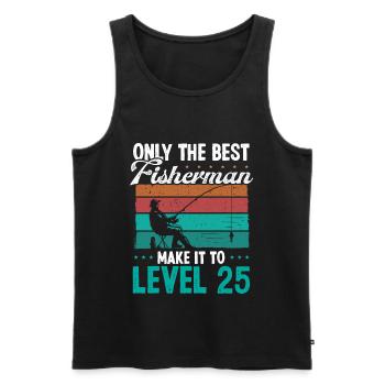 25 Fishing Level 25 Year Old Angler Fisherman - Men's Premium Organic Tank Top - black - Front - Michal (187cm)
