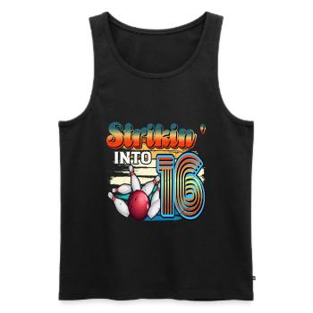 Strikin' Into 16 Bowling Bowler 16. Geburtstag - Männer Premium Bio Tank Top - Schwarz - Vorne - AI Model Male 178 light (178cm)
