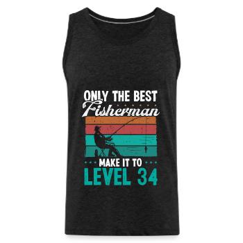 34 Fishing Level 34 Year Old Angler Fisherman - Men's Premium Organic Tank Top - charcoal grey - Front - Alexander (188cm)