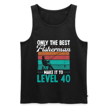 40 Fishing Level 40 Year Old Angler Fisherman - Men's Premium Organic Tank Top - black - Front - Michal (187cm)