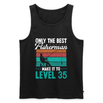 35 Fishing Level 35 Year Old Angler Fisherman - Men's Premium Organic Tank Top - black - Front - Michal (187cm)