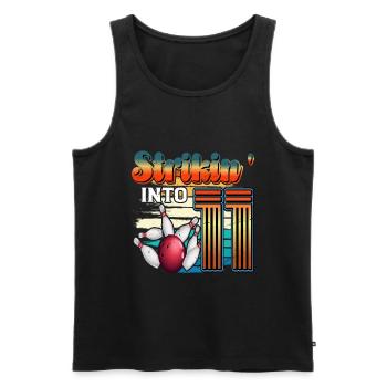 Strikin' Into 11 Bowling Bowler 11. Geburtstag - Männer Premium Bio Tank Top - Schwarz - Vorne - AI Model Male 178 light (178cm)