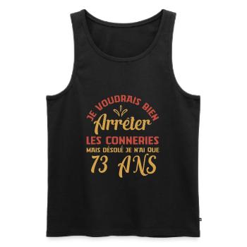 Je N'ai Que 73 Ans Anniversaire Cadeau Vintage Âge - Débardeur bio Premium Homme - noir - Devant - Michal (187cm)