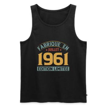 Fabriqué En Juillet 1961 Anniversaire Vintage 1961 - Débardeur bio Premium Homme - noir - Devant - Michal (187cm)