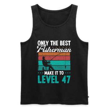 47 Fishing Level 47 Year Old Angler Fisherman - Men's Premium Organic Tank Top - black - Front - AI Model Male 178 light (178cm)