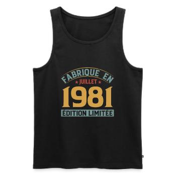 Fabriqué En Juillet 1981 Anniversaire Vintage 1981 - Débardeur bio Premium Homme - noir - Devant - Michal (187cm)