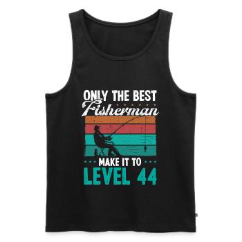 44 Fishing Level 44 Year Old Angler Fisherman - Men's Premium Organic Tank Top - black - Front - Michal (187cm)