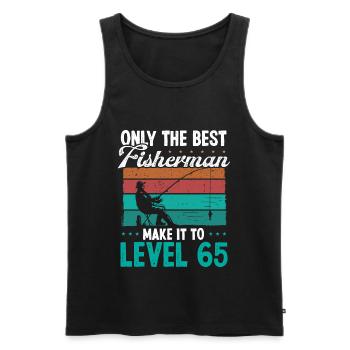 65 Fishing Level 65 Year Old Angler Fisherman - Men's Premium Organic Tank Top - black - Front - AI Model Male 178 light (178cm)