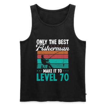 70 Fishing Level 70 Year Old Angler Fisherman - Men's Premium Organic Tank Top - black - Front - Michal (187cm)