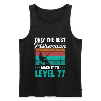 77 Fishing Level 77 Year Old Angler Fisherman - Men's Premium Organic Tank Top - black - Front - Michal (187cm)