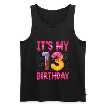 C’est mon 13e anniversaire | Saupoudrer des | à thème - Débardeur bio Premium Homme - noir - Devant - Michal (187cm)