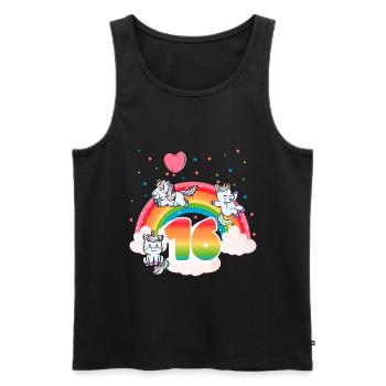 16th Birthday Rainbow Unicorn Theme - Men's Premium Organic Tank Top - black - Front - Michal (187cm)