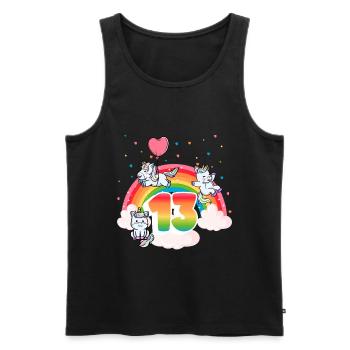 13th Birthday Rainbow Unicorn Theme - Men's Premium Organic Tank Top - black - Front - Michal (187cm)