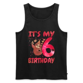 6th Birthday Cute Sloth Party Hat - Men's Premium Organic Tank Top - black - Front - Michal (187cm)