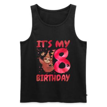 8th Birthday Cute Sloth Party Hat - Men's Premium Organic Tank Top - black - Front - Michal (187cm)