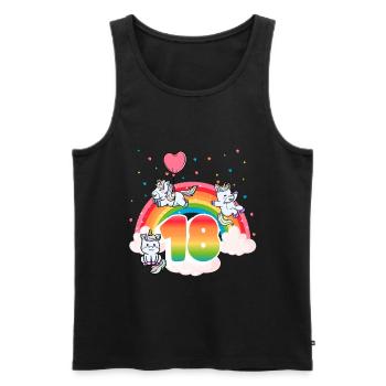 18th Birthday Rainbow Unicorn Theme - Men's Premium Organic Tank Top - black - Front - Michal (187cm)