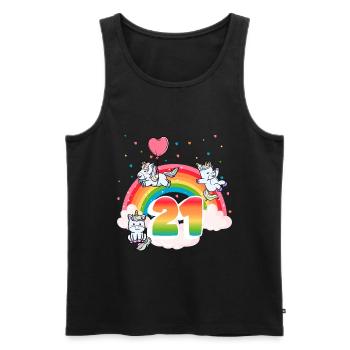 21st Birthday Rainbow Unicorn Theme - Men's Premium Organic Tank Top - black - Front - Michal (187cm)