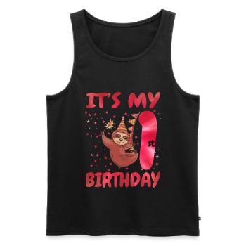 1st Birthday Cute Sloth Party Hut Themed Birthday - Men's Premium Organic Tank Top - black - Front - Michal (187cm)