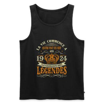 99 Ans 1924 Joyeux Anniversaire Vintage Perfection - Débardeur bio Premium Homme - noir - Devant - Michal (187cm)