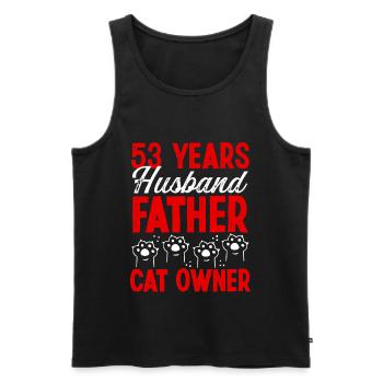 53 pour hommes Mari Fête des pères 53 ans Chat Papa - Débardeur bio Premium Homme - noir - Devant - Michal (187cm)