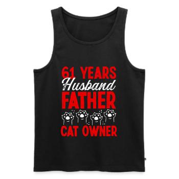 61 for Men Husband Father Day 61 Year Cat Dad - Männer Premium Bio Tank Top - Schwarz - Vorne - Michal (187cm)