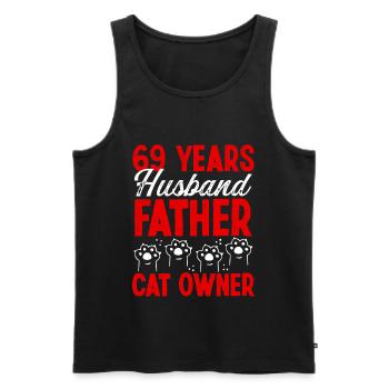 69 pour hommes Mari Fête des pères 69 ans Chat Papa - Débardeur bio Premium Homme - noir - Devant - Michal (187cm)