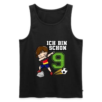 Fußballjunge It's My 9. Geburtstag Deutsche Flagge - Männer Premium Bio Tank Top - Schwarz - Vorne - AI Model Male 178 light (178cm)