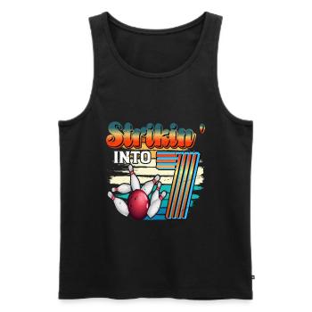 Strikin' Into 7 Bowling Bowler Feier Zum 7. - Männer Premium Bio Tank Top - Schwarz - Vorne - AI Model Male 178 light (178cm)
